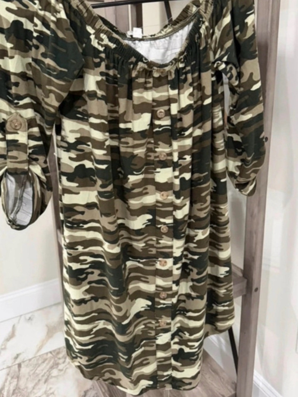 Shoulder Bottom Dress/ Camouflage Pattern Dress